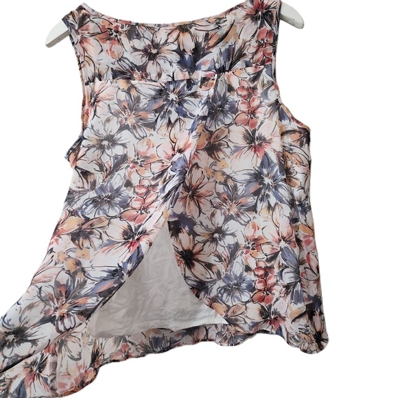 LOFT Ann Taylor Floral Chiffon Sleeveless Blouse Top Split Back Size M Flowy‎ - Picture 3 of 6